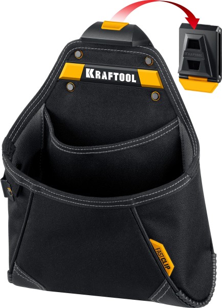 KRAFTOOL  KP-12 с быстросъёмным креплением FastClip, 12 карманов и петель, 260х340 мм, поясная сумка (38774)