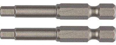 Биты KRAFTOOL "X-DRIVE", E 1/4", HEX4, 50мм, Cr-Mo, торсионные, кованные, обточенные, 2шт, 26127-4-50-2