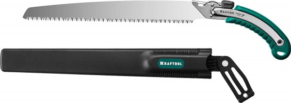 Ножовка походная в ножнах KRAFTOOL CAMP Fast 7 для быстрого реза сырой древесины, 7TPI, 350 мм, 15216