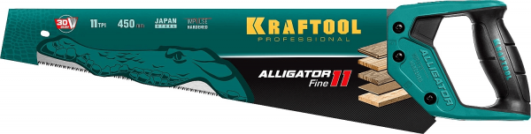 Ножовка для точного реза KRAFTOOL "Alligator Fine 11", 450 мм, 11 TPI 3D зуб, 15203-45