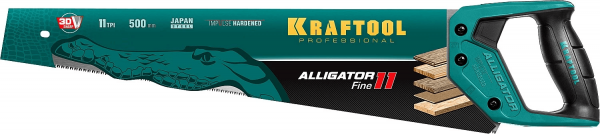 Ножовка для точного реза KRAFTOOL "Alligator Fine 11", 500 мм, 11 TPI 3D зуб, 15203-50