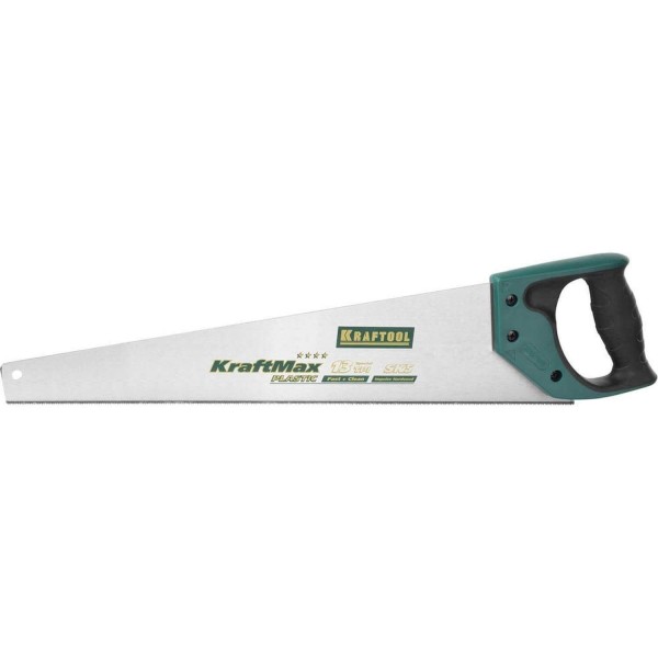 Ножовка KRAFTOOL "KraftMax" PLASTIC, быстр и точный рез, для подокон, пластик панелей и труб, 3/14 TPI, 500мм, 15226-50