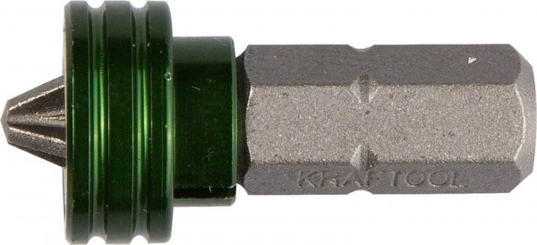 Бита KRAFTOOL "ЕХPERT", C 1/4", PH2, 25 мм, с магнитным держателем-ограничителем, 1 шт. в блистере 26128-2-25-1